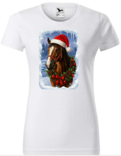 Vánoční tričko s koněm dámské4